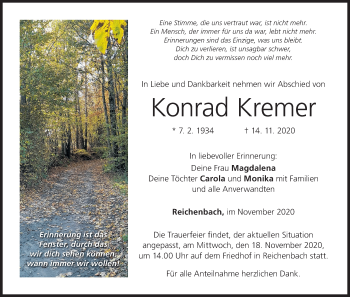 Anzeige von Konrad Kremer von MGO