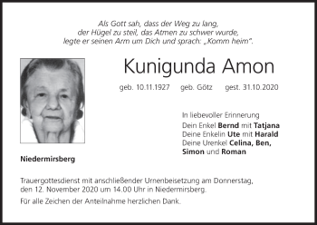 Anzeige von Kunigunda Amon von MGO