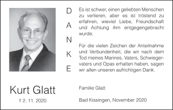 Anzeige von Kurt Glatt von MGO