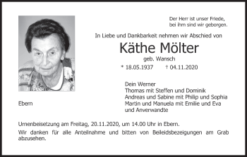 Anzeige von Käthe Mölter von MGO