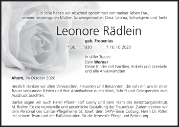 Anzeige von Leonore Rädlein von MGO