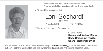Anzeige von Loni Gebhardt von MGO