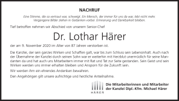 Anzeige von Lothar Härer von MGO