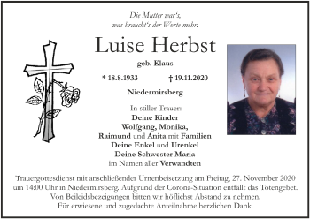 Anzeige von Luise Herbst von MGO
