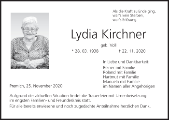 Anzeige von Lydia Kirchner von MGO
