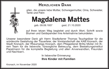 Anzeige von Magdalena Mattes von MGO