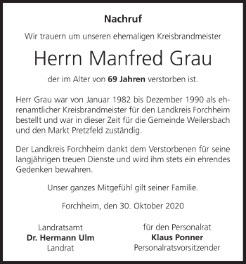 Anzeige von Manfred Grau von MGO