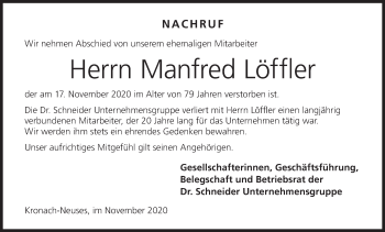 Anzeige von Manfred Löffler von MGO