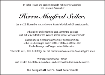 Anzeige von Manfred Seiler von MGO