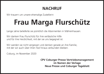 Anzeige von Marga Flurschütz von MGO