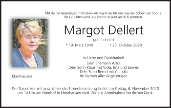 Anzeige von Margot Dellert von MGO