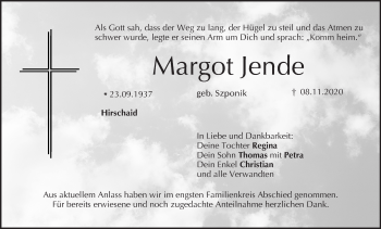 Anzeige von Margot Jende von MGO