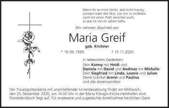 Anzeige von Maria Greif von MGO