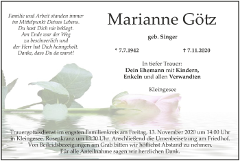 Anzeige von Marianne Götz von MGO