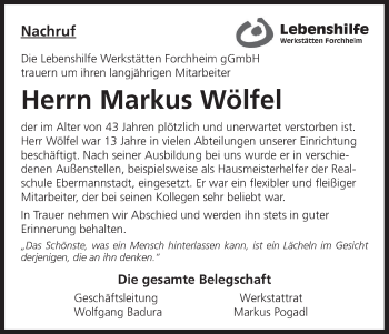 Anzeige von Markus Wölfel von MGO