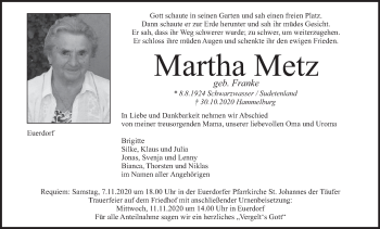 Anzeige von Martha Metz von MGO