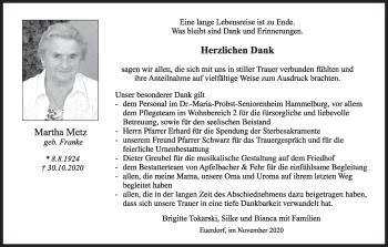 Anzeige von Martha Metz von MGO