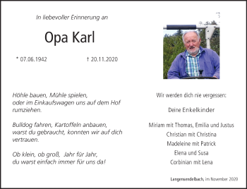 Anzeige von Opa Karl  von MGO