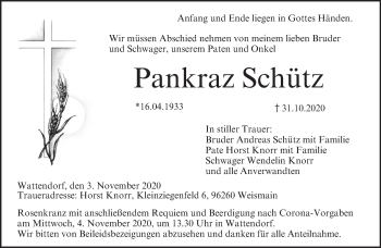 Anzeige von Pankraz Schütz von MGO Anzeige von Pankraz Schütz von MGO