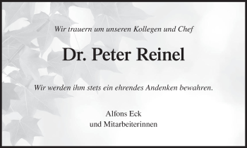 Anzeige von Peter Reinel von MGO