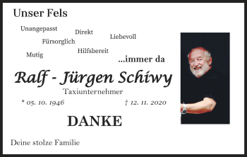Anzeige von Ralf-Jürgen  Schiwy von MGO