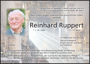 Anzeige von Reinhard Ruppert von MGO