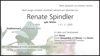 Anzeige von Renate Spindler von MGO