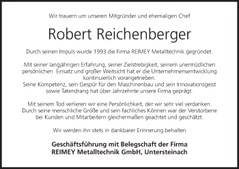 Anzeige von Robert Reichenberger von MGO