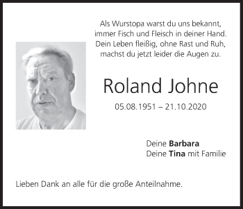 Anzeige von Roland Johne von MGO