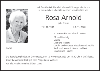 Anzeige von Rosa Arnold von MGO