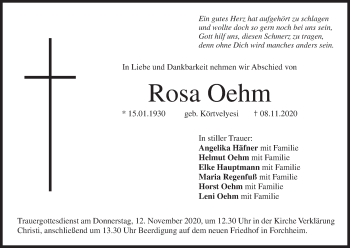 Anzeige von Rosa Oehm von MGO