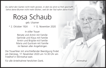 Anzeige von Rosa Schaub von MGO