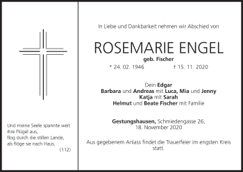 Anzeige von Rosemarie Engel von MGO