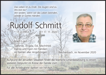 Anzeige von Rudolf Schmitt von MGO