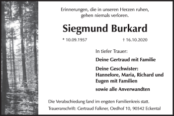 Anzeige von Siegmund Burkard von MGO