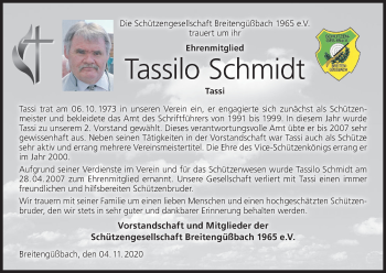 Anzeige von Tassilo Schmidt von MGO