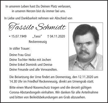 Anzeige von Tassilo Schmidt von MGO