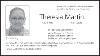 Anzeige von Theresia Martin von MGO