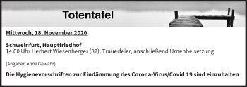 Anzeige von Totentafel vom 18.11.2020 von MGO