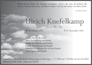 Anzeige von Ulrich Knefelkamp von MGO