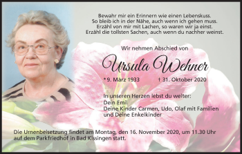 Anzeige von Ursula Wehner von MGO