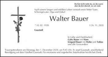 Anzeige von Walter Bauer von MGO