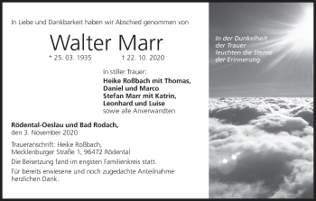 Anzeige von Walter Marr von MGO