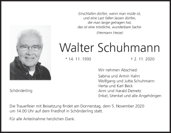 Anzeige von Walter Schuhmann von MGO