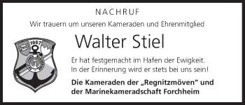 Anzeige von Walter Stiel von MGO