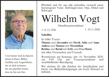 Anzeige von Wilhelm Vogt von MGO