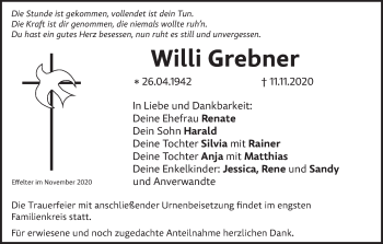 Anzeige von Willi Grebner von MGO