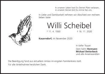 Anzeige von Willi Scheibel von MGO