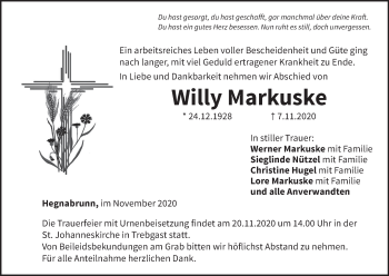 Anzeige von Willy Markuske von MGO