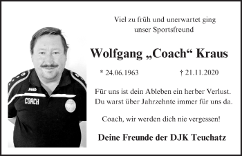 Anzeige von Wolfgang Kraus von MGO